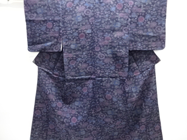 JAPANESE KIMONO / UNUSED MAWATA OJIYA TSUMUGI / WOVEN FLOWER 